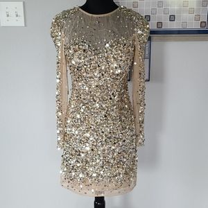 NWT Sherri Hill 8421 Sequin Mesh Illusion Dress 6